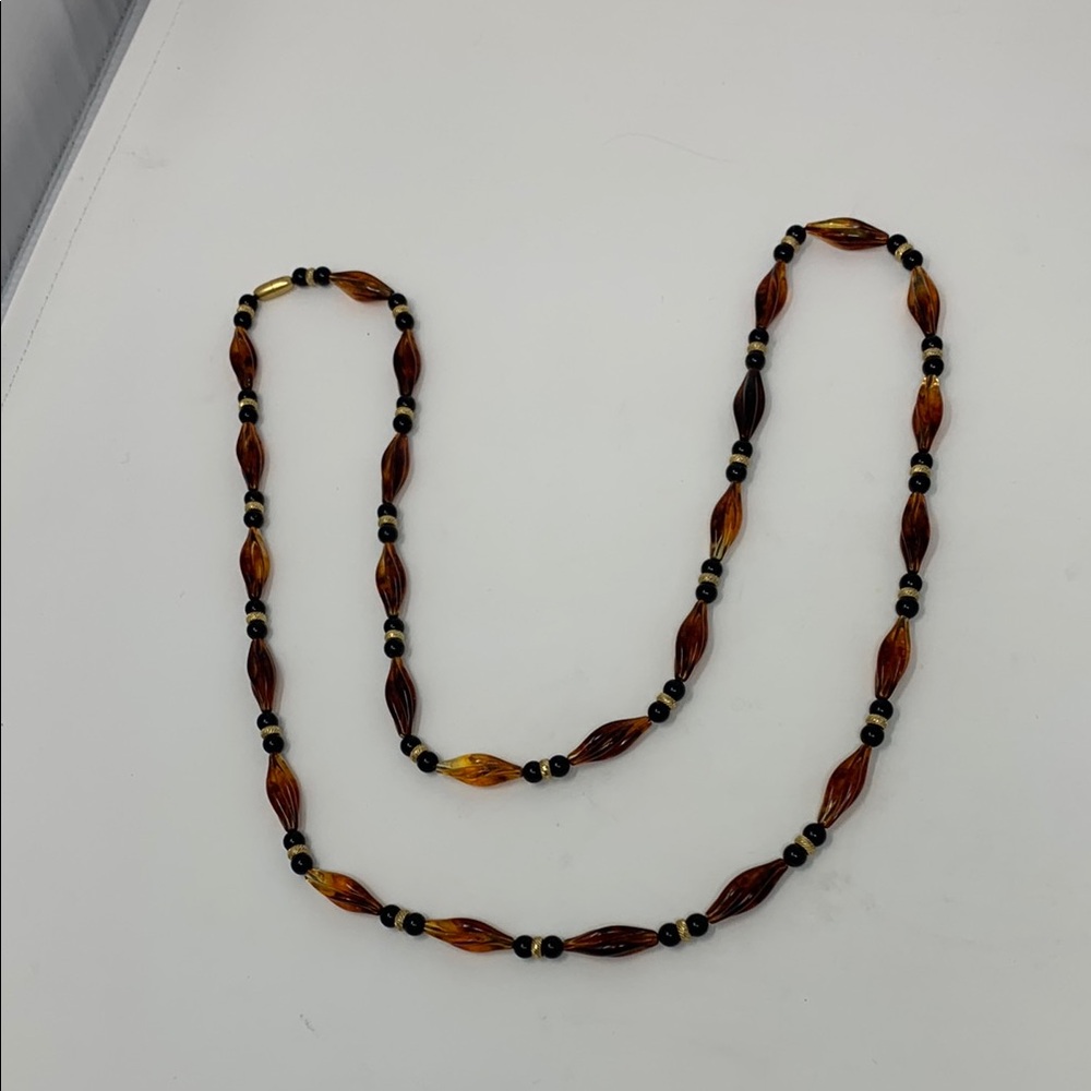 Brown and Black Beaded Necklace